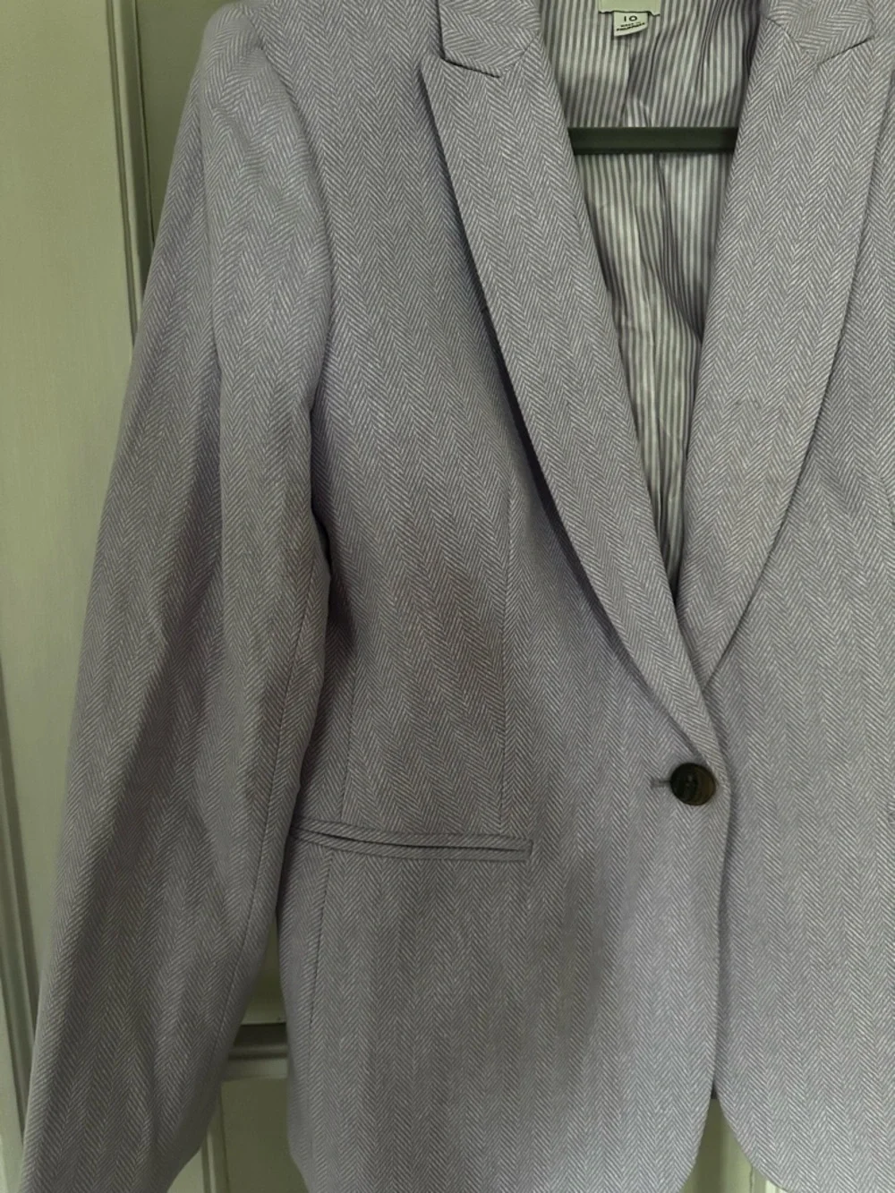 J.Crew Herringbone one-button blazer Light purple Size 10 Cotton Linen - Picture 3 of 5